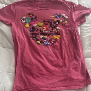 Disney Kids Pink Tee with Colorful Icons